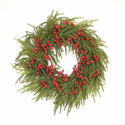 Couronne de Noël artificielle 26 po avec baies rouges Norfolk Island