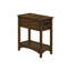 Table d'appoint, table de bout, table d'appoint, table de chevet, 2 niveaux, étroit, tiroir de rangement, placage brun, transitionnel