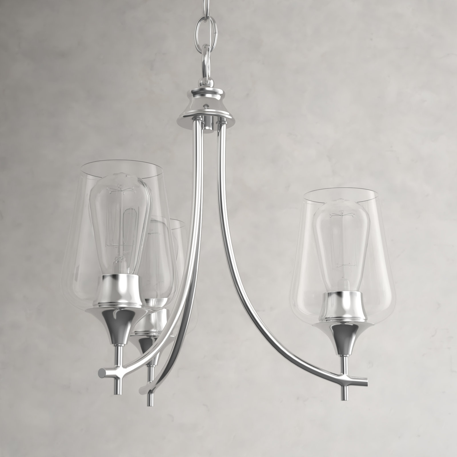 Breena 3 - Light Metal Dimmable Chandelier, Polished Chrome