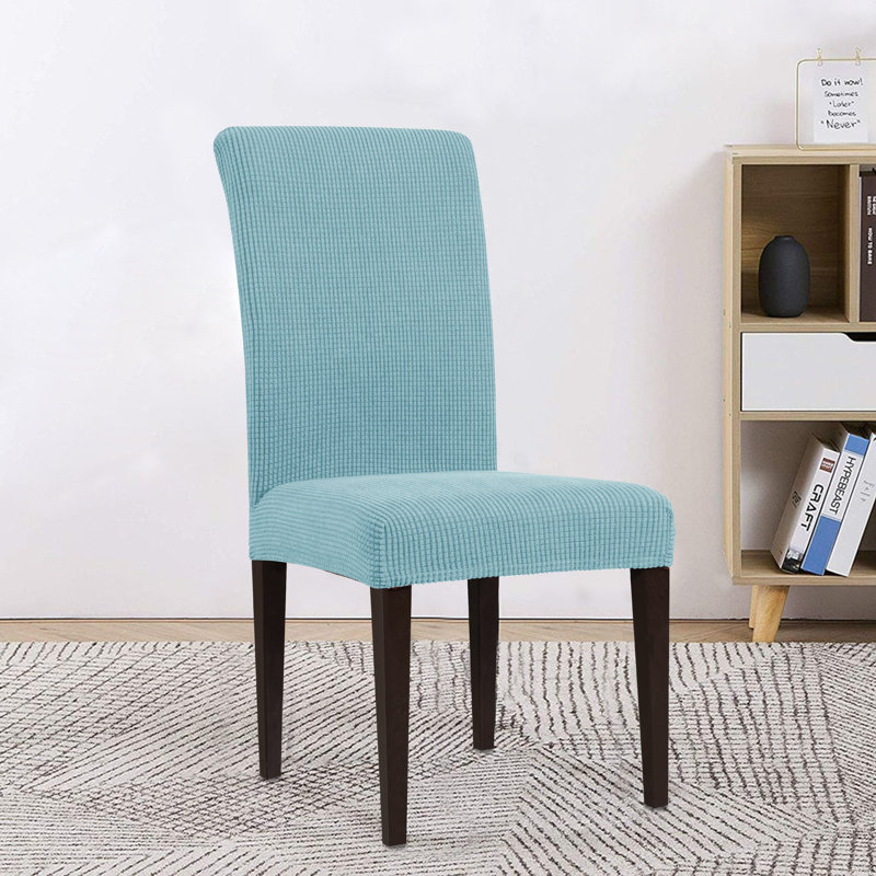Soft Stretchy Box Cushion Dining Chair Slipcover, Light Blue