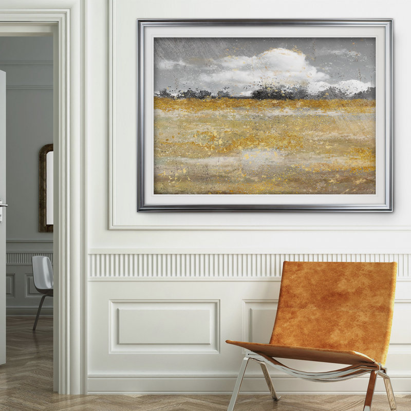 « pré scintillement ii », reproduction de peinture acrylique encadrée, Argent, H 30 po x l 40 po x P 1,5 po