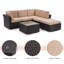 Ensemble de conversation modulaire en rotin avec coussins 4 pièces Elra-1852328654