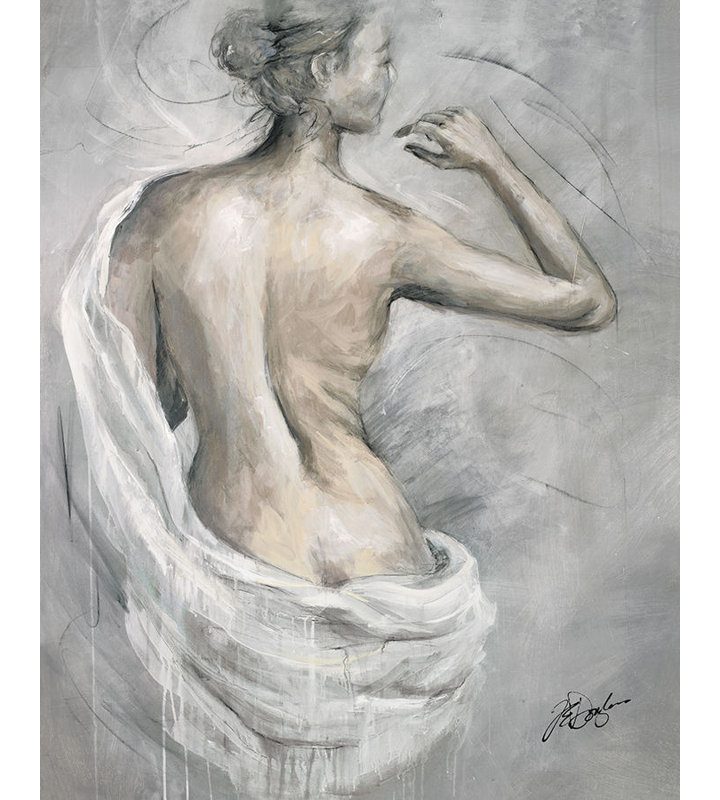 «The White Drape I» par Chelsea Art Studio - Peinture, H 50 po x l 40 po x P 1,5 po, Gel brossé
