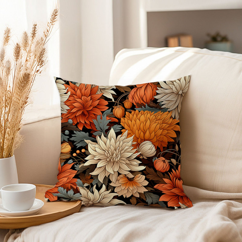 Floral Pillow Cover, 20"H x 20"W