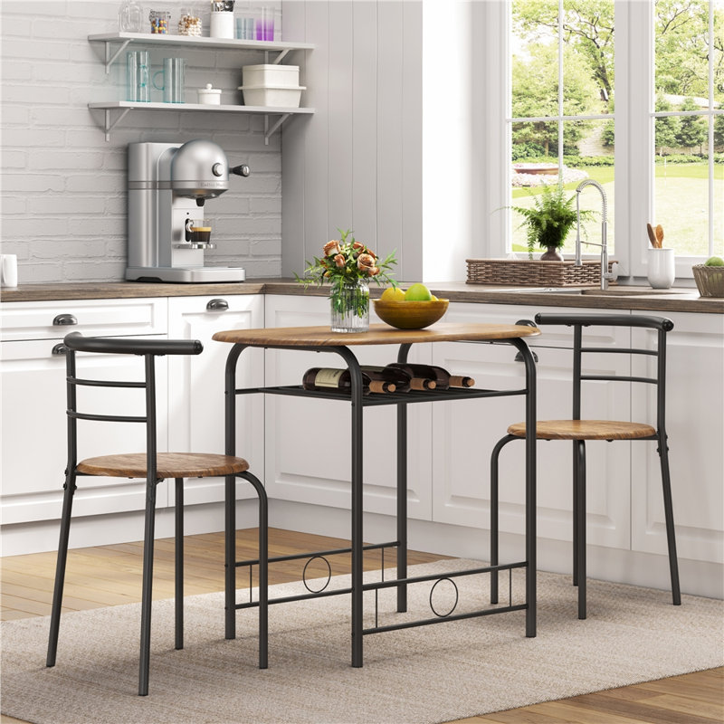 Antinio 2 - Person Dining Set, Brown/Black