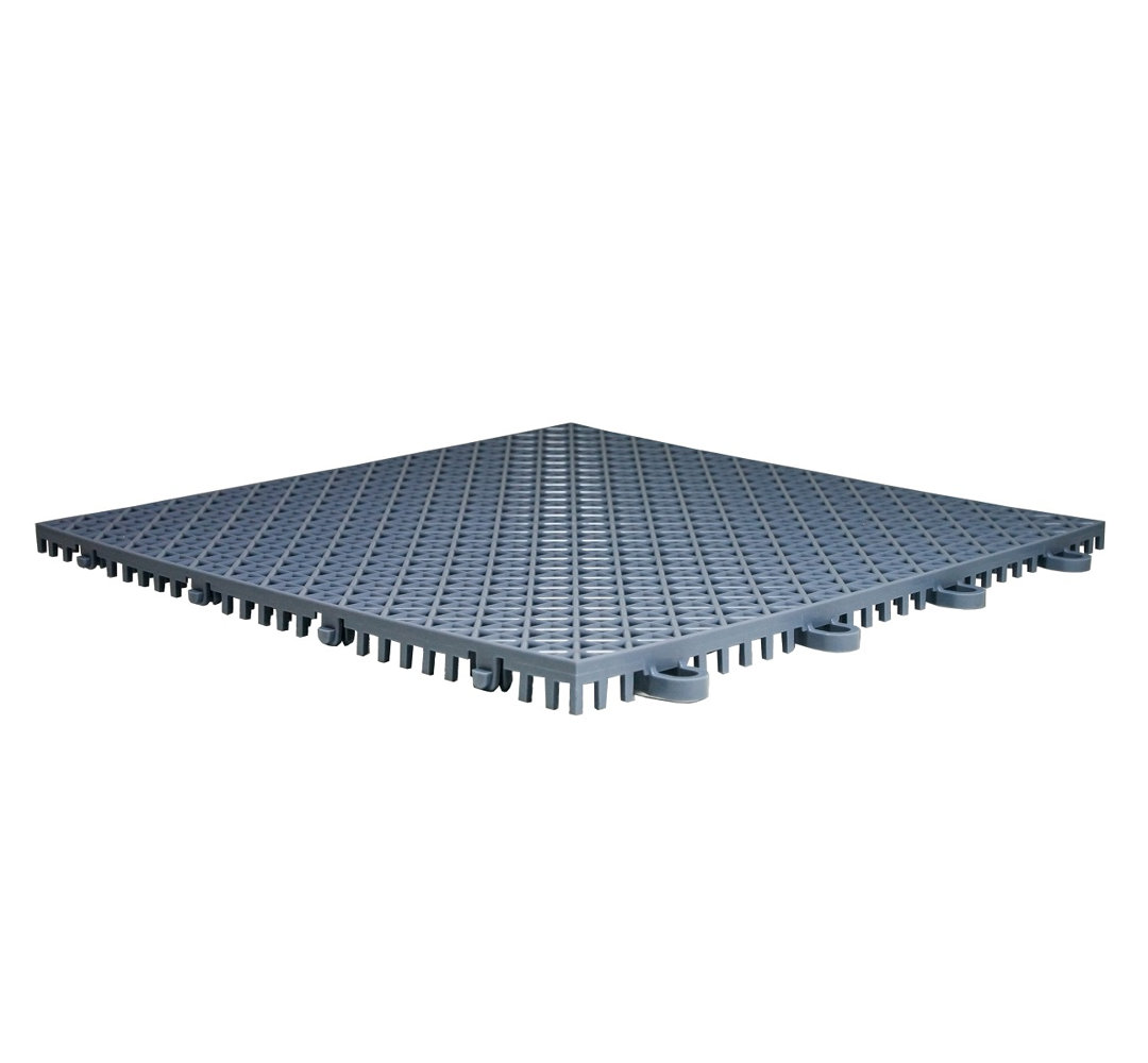 Quix Tile Quix Interlocking Indoor/Outdoor Floor Tiles, Patio Flooring, Garage Tile, Decorative Mat, Sport Courts Master Mark Plastics Finish: Steel Blue