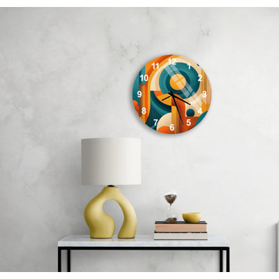 Horloge murale moderne en verre trempé à motif géométrique abstrait