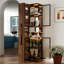 70 70 po Vitrine en bois avec porte en verre, 5 tablettes réglables, trois modes d'éclairage, idéal pour la décoration intérieure