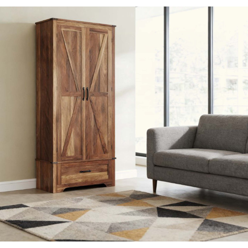 Armoire de cuisine, armoire avec tablettes réglables, Brun