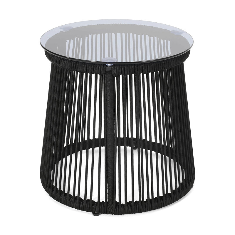 Woven Moonstone Side Table, Black