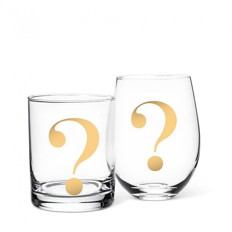 Verre en verre à point d'interrogation