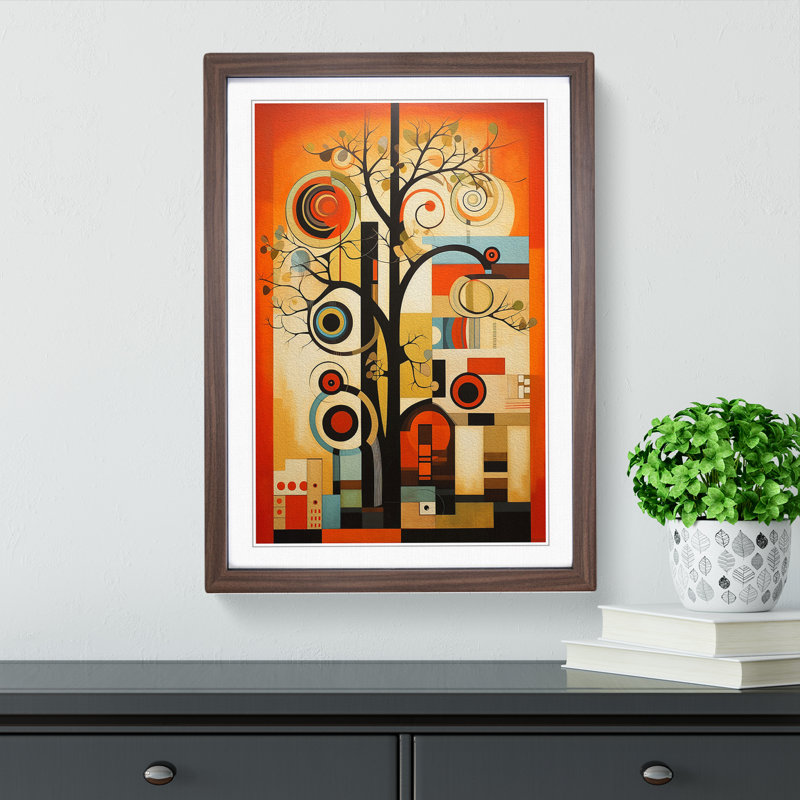 Oak Tree Constructivism No.4 - Single Picture Frame Print on Wood, Walnut, 64cm H x 46cm W x 2cm D