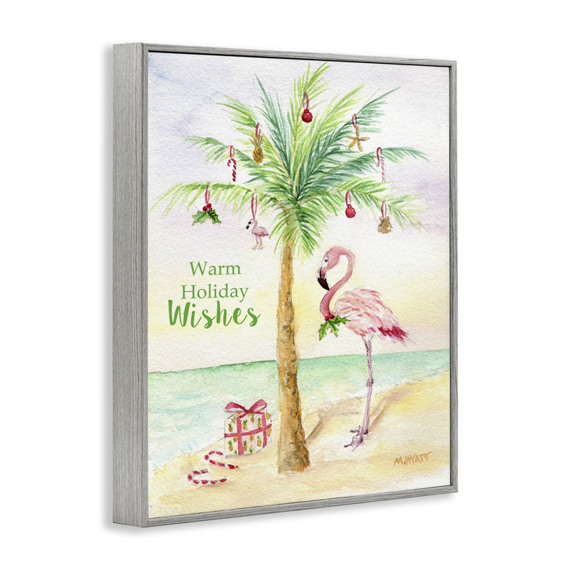 Palmier tropical de Noël flamant tropical, 30" H x 24" W, Estampe numérique Farmhouse
