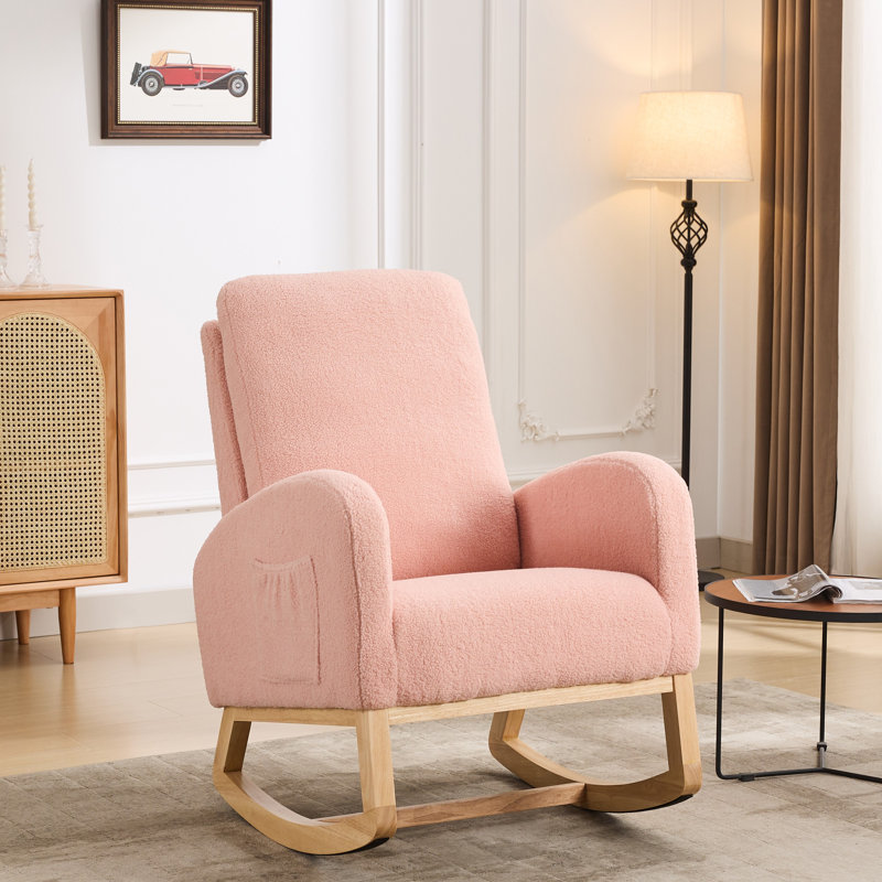Chaise berçante Vennie, Tissu rose flou