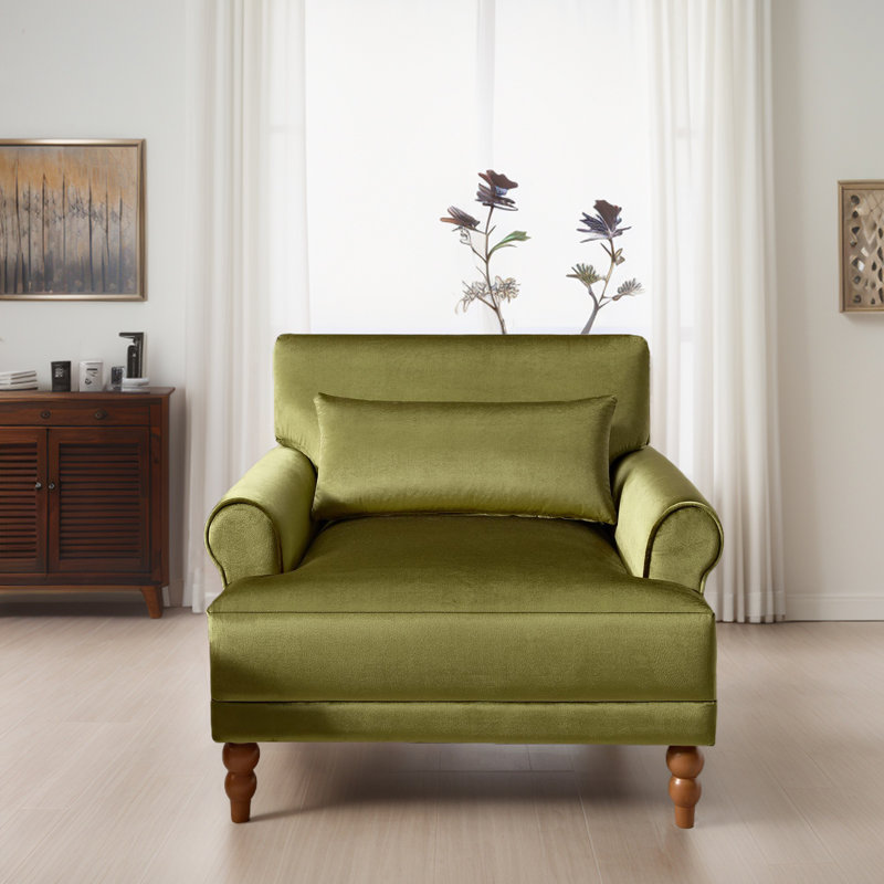 Fauteuil d'appoint à accoudoirs roulés encastrés, Velours vert