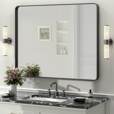 Molly Tempered Glass and Metal Framed French Cleat Mounted Wall Bathroom / Vanity Mirror