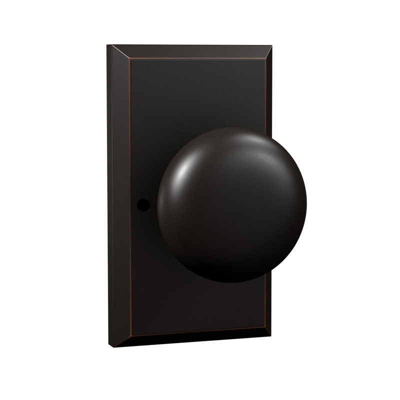 Bravura 906-G1 Macon Privacy Knob on Beveled Rectangular Rose in Matte Black, Oil Rubbed Bronze, Rectangle