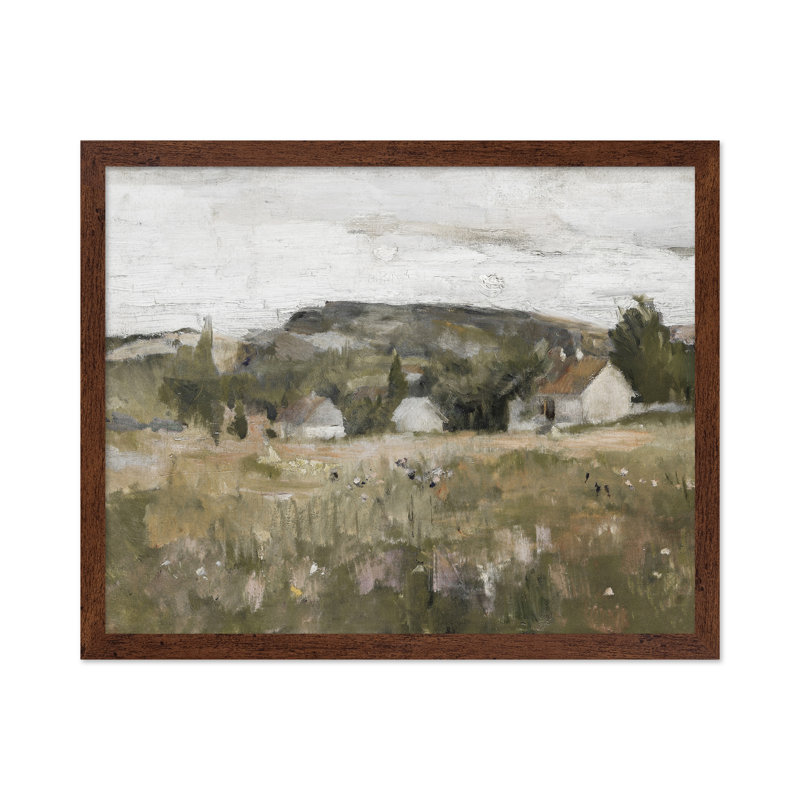 Maison de campagne panoramique, Poster, Brown Framed, 11"H x 14"W