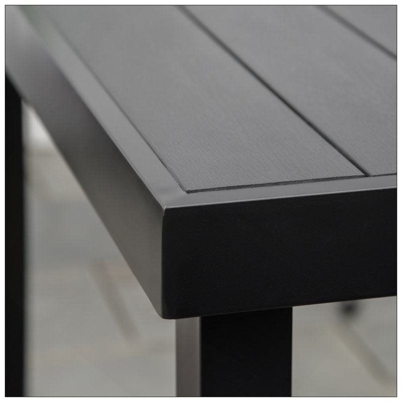 Outsunny Outdoor Dining Table For 6 Person, Rectangular Patio Table, Aluminum Metal Legs For Garden, Lawn, Patio, Woodgrain Black