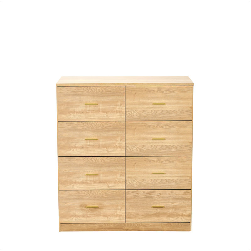 Commode moderne à 8 tiroirs pour la chambre à coucher - Vaste commode de rangement, Naturel