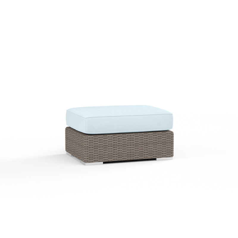 Coronado Outdoor Ottoman, Canvas Flax Sunbrella®, Light Brown
