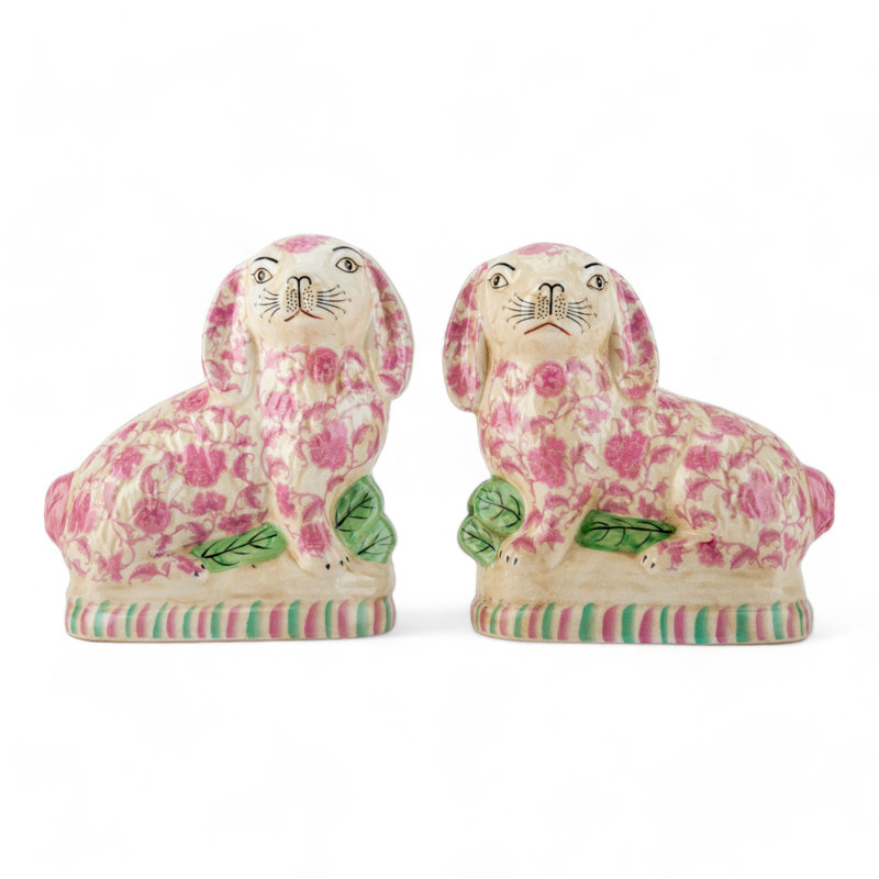 Porcelain Bunny Figurines Pair