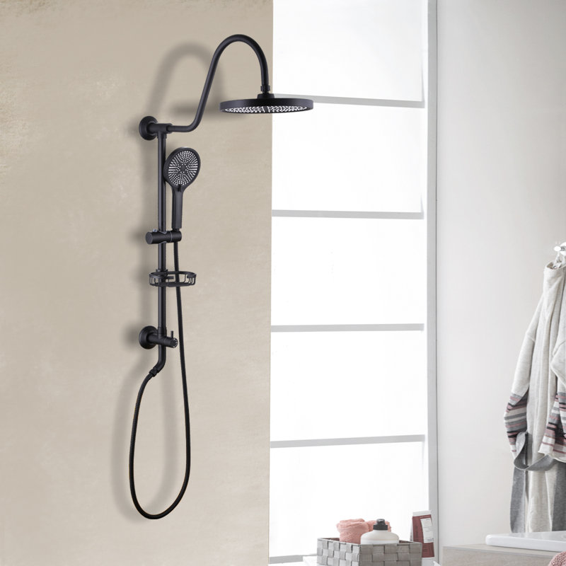 Shower Faucet with Rain Shower Heads, Matte Black