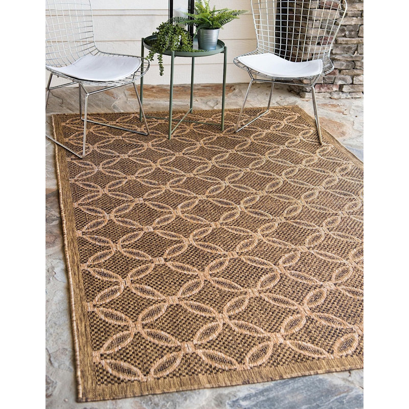 Outdoor Veranda Area Rug Chestnut Color, Rectangle 7' x 10'