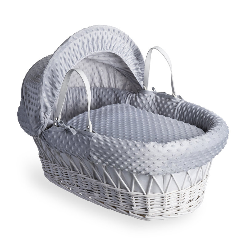 Dimple Wicker Moses Basket, Grey