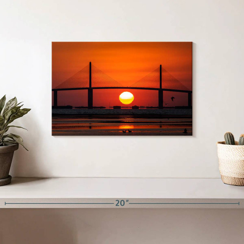 Coucher de soleil sur le pont Lilie, H 8 po x l 12 po