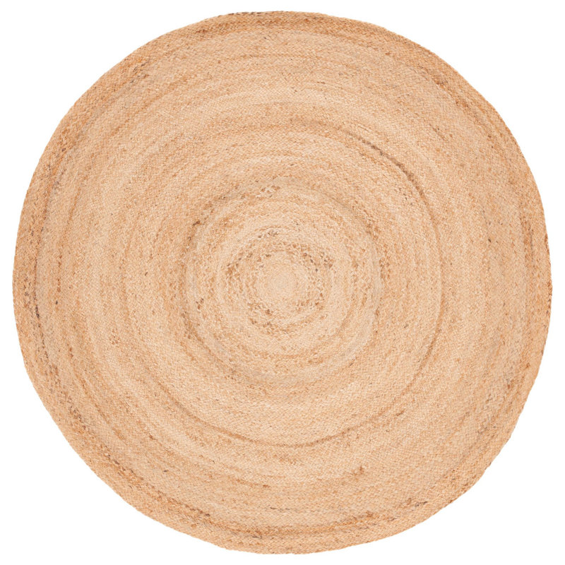 Cascio Natural Fiber Flat Weave Jute Solid Color Rug, Round 5'