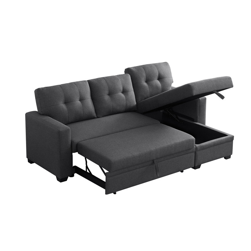 Canapé modulaire rembourré avec méridienne, Gris foncé
