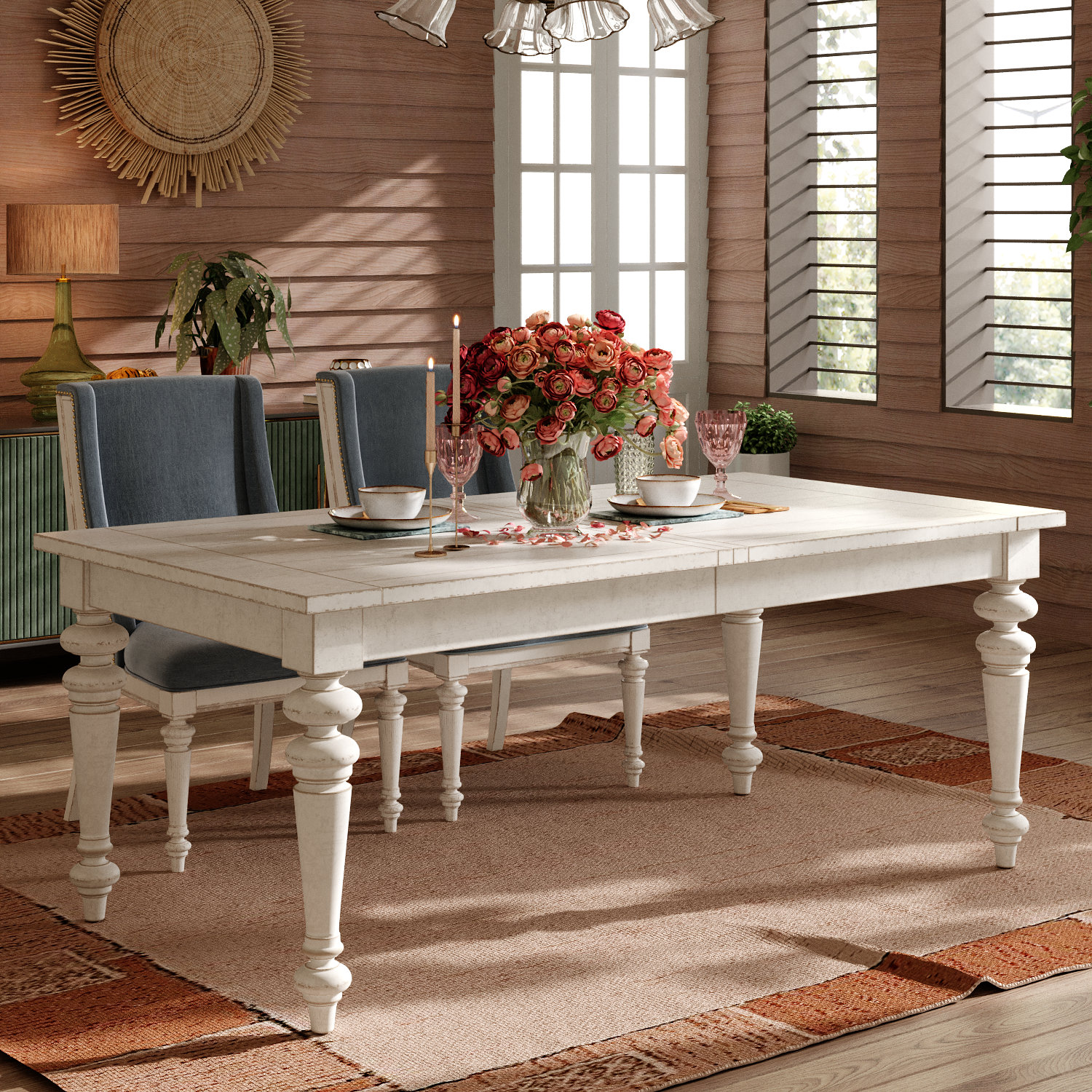 Crain 72" Extendable Dining Table, White, 30" H x 58" L x 38" W