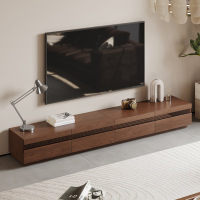 71" Mid Century TV Stands,Solid Wood Media Console,Brown Color with 3 Drawers by Corrigan Studio