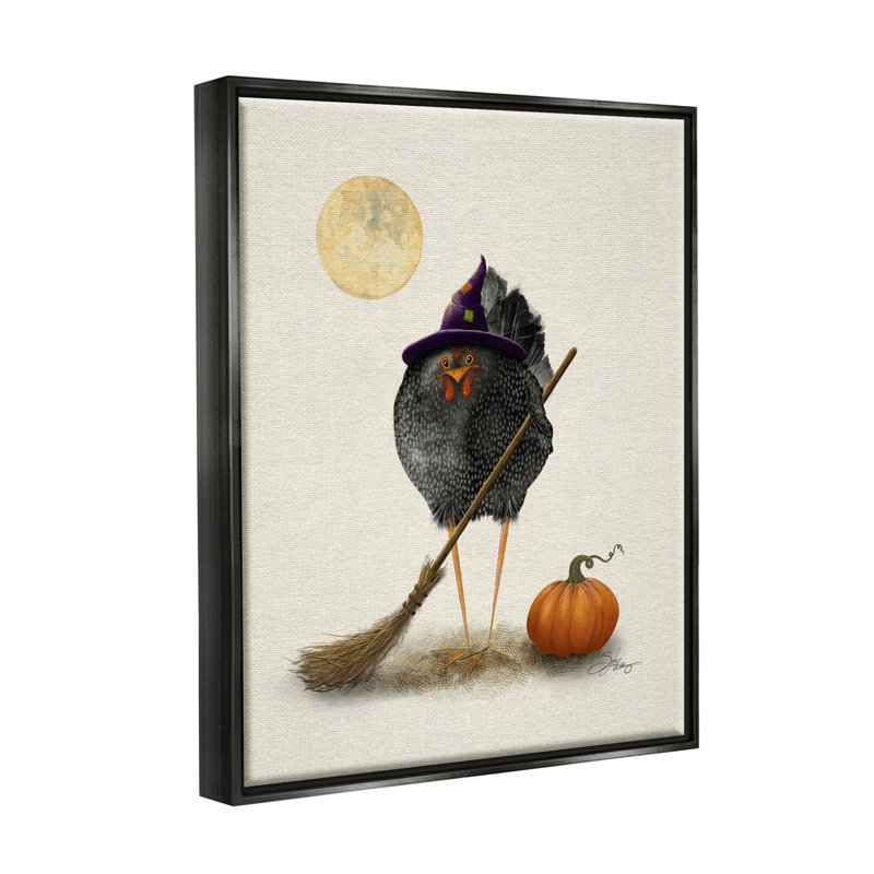 Halloween, oiseau noir, sorcière par Shanda Louis, impression, Cadre flottant noir de jais, H 21 po x l 17 po x P 1,7 po