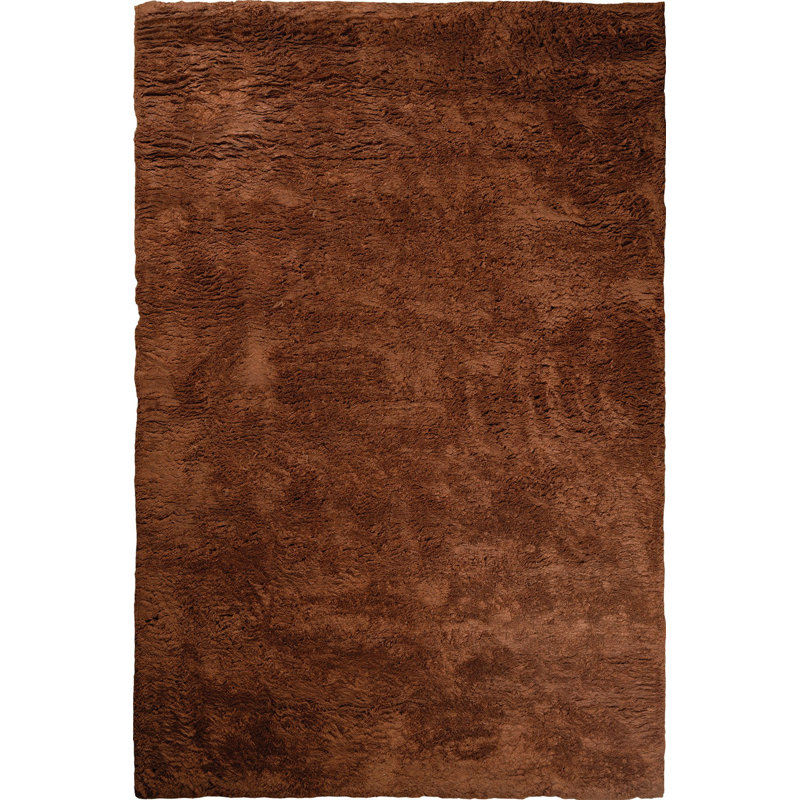 Handloom Cashmere Blend High Pile Area Rug in Rust, Rectangle 4' x 6'