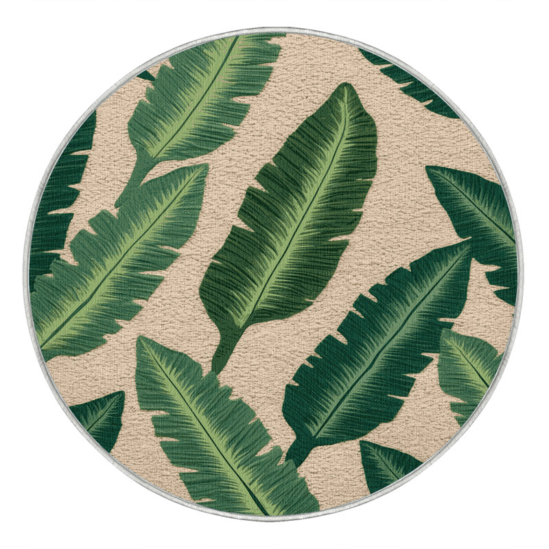 Tapis hawaïen lavable Taro Plants, Rond 8 pi