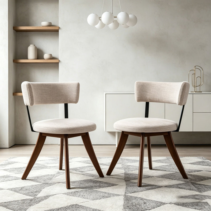 Chaises de salle à manger rembourrées Modern, Beige, noyer