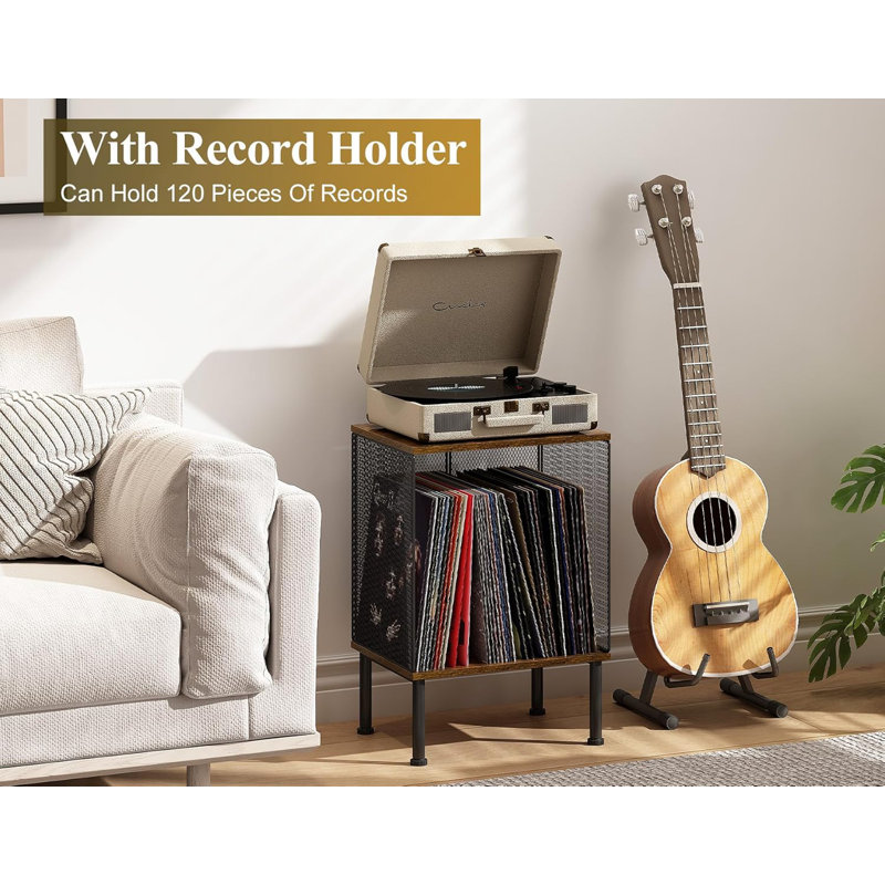 Support pour tourne-disque en vinyle avec support de rangement en vinyle