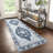 Washable Boho Vintage Distressed Runner Rug, Low Pile Non Slip Foldable Printed Indoor Carpet, Belgian Velvet, Dark Blue Tone, 2'x6'-1181343546-1181343544