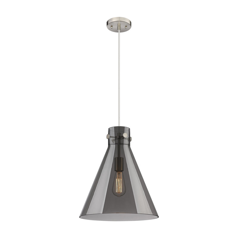 Newton Satin Nickel and Plated Smoke Glass Pendant