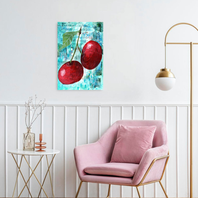 Sweet Cherry Notes Vibrant Abstract Contemporary, 24" H x 16" W