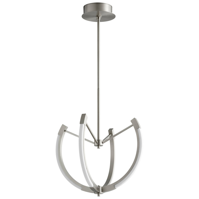 Lustre géométrique unique à 4 lumières Arends, H 33 po x l 21 po x P 21 po, Nickel satiné