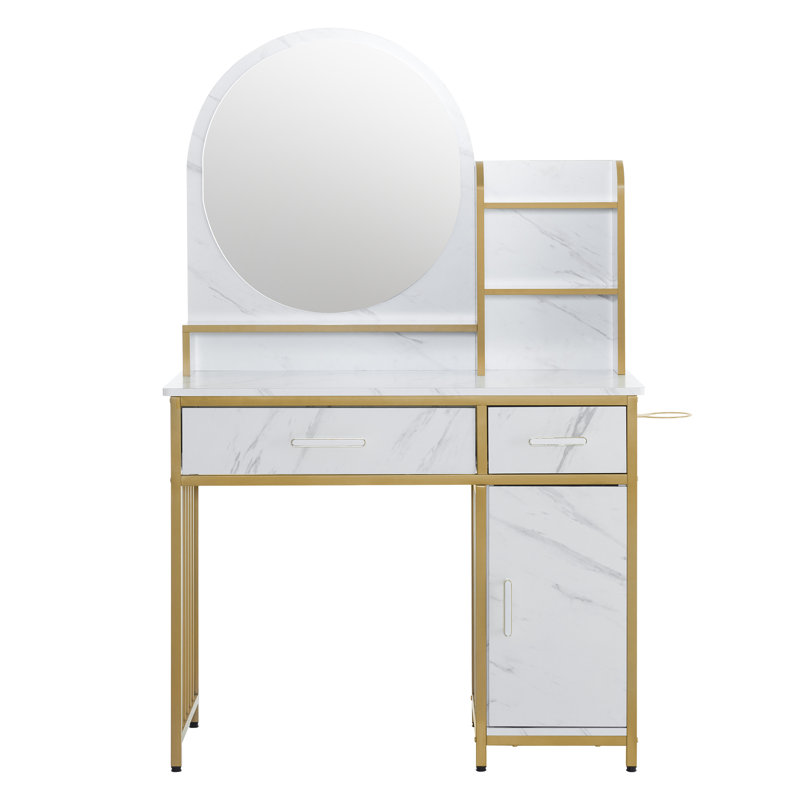 Meuble-lavabo moderne avec tiroirs, coiffeuse avec miroir, station de maquillage pour la chambre à coucher