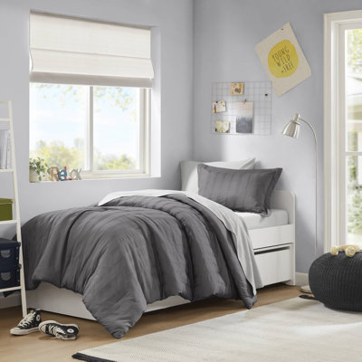 -piece Twin/twin Xl Bedding Sets, Woven Striped Polyester, Modern Comfort For Dorms And Apartments