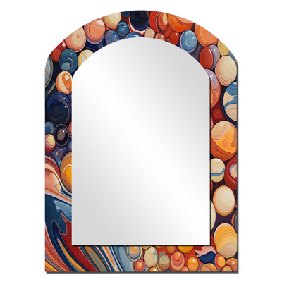 Mystical Marbles I - Miroir mural asymétrique de formes abstraites, miroir de forme unique moderne, impression sur métal