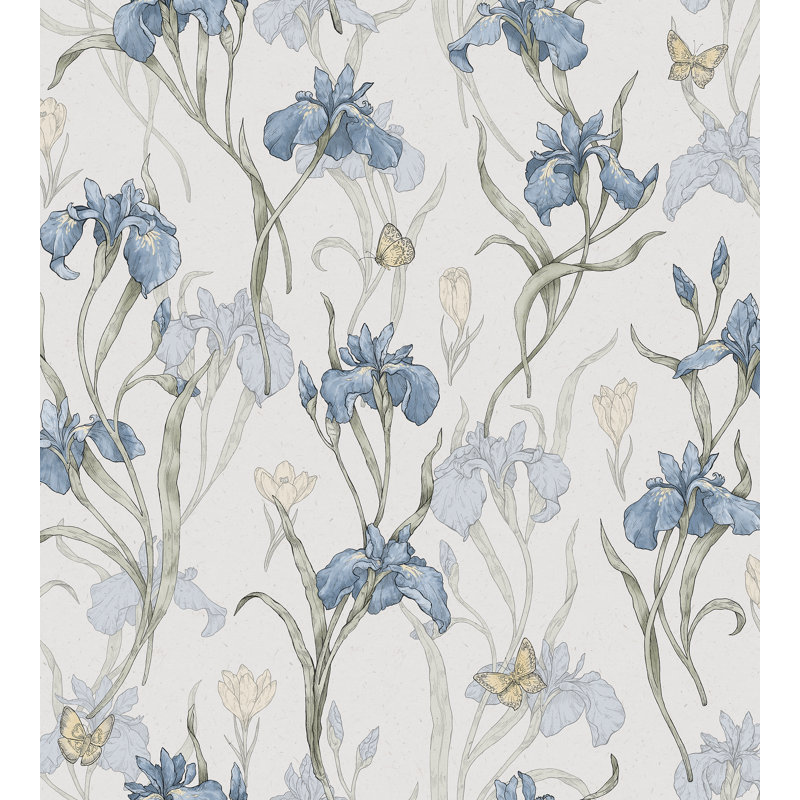 Huset I Solen Floral Wallpaper Roll, Sky Blue