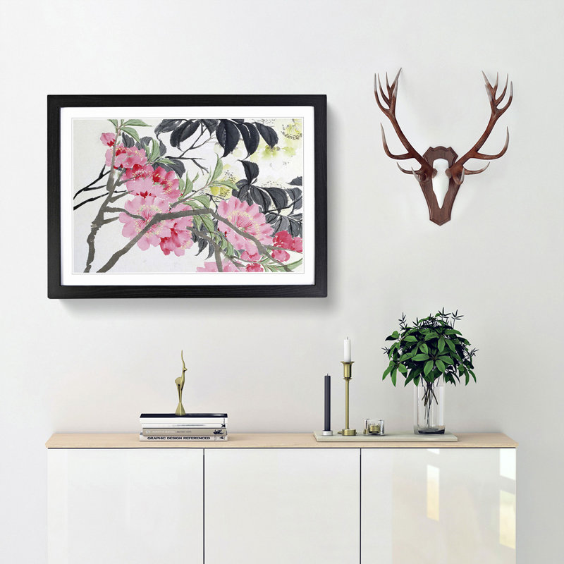 Peach Blossoms by Zhao Zhiqian - Framed Print, Black Framed, 48cm H x 65cm W x 2cm D