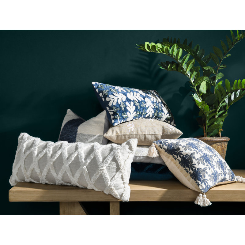 Evangeline Rectangular Pillow Cover & Insert, Natural/Ivory Geometric, 16" x 36"