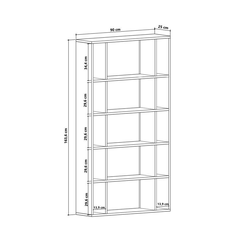 Koehl Stylish Freestanding Bookcase 90cm Wide Storage Solution for Home and Office, White/Oak